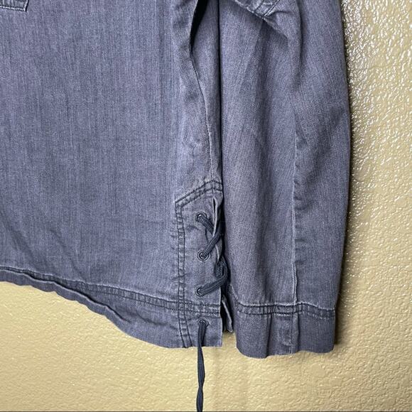 Madewell Womens Top Size XXS Black Long Sleeve Chambray V-Neck Pullover Casual - Picture 6 of 12